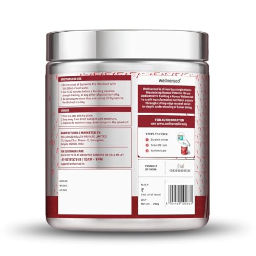 Image of Dynamite Pre-Workout Caffeine Free (195g, 15 Servings) | Aam Panna | 100mg EnXtra | 6500mg Citrulline Complex | 200mg Alpha GPC | For Late Evening & Night Workouts | Sustained Energy, Pump & Endurance
