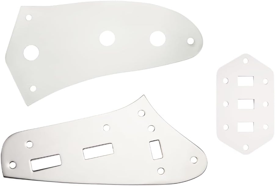 KAISH Upper Control Plate Volume/Tone Lower Control Plate Pickup Selector Switch Plate for Jaguar Guitars Chrome