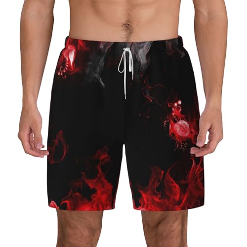 Short de bain homme imprimé abstrait rouge léger vêtement plage