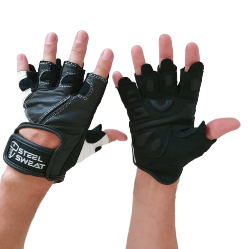 Workout Gloves - Best for Weightlifting Gym Fitness Training and Crossfit - Made for Men and Women who Love Lifting Weights and Exercise - Leather Scarr Pro (Black, Medium)
