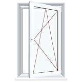 Fenstermaxx24 Premium Kunststofffenster weiß Dreh Kipp 2-fach Verglasung 70mm Bautiefe, Anschlag:DIN Rechts, BxH:700x1100 (70x110 cm), Glas:2-Fach