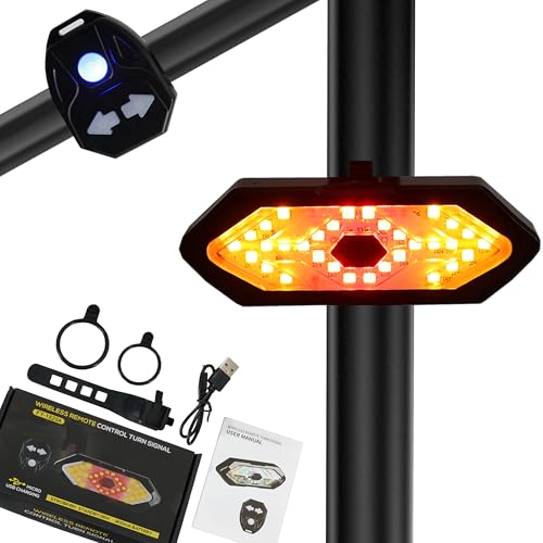 Bike Turn Signals, Ebike Taillight with Turn Singal and Alarm, Rechargeable Bicycle Rear Light Waterproof Warning Back Lights for E-bike Dirtbike Motorcycle Night Riding, Mountain Bikes MTB LED Lights