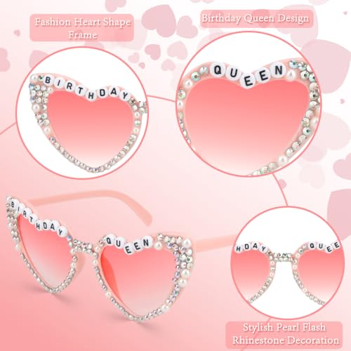 Birthday Queen, Birthday Sunglasses, Pink Birthday Glasses, Heart Sunglasses for Women4