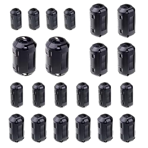 22 Stück Ferritkerne für Kabel, Ferritkern Clip Set Klappferrit Entstörfilter Ferritringkern mit 3.5-13mm Innendurchmesser für USB Kabel Audio und Video Kabel Stromkabel