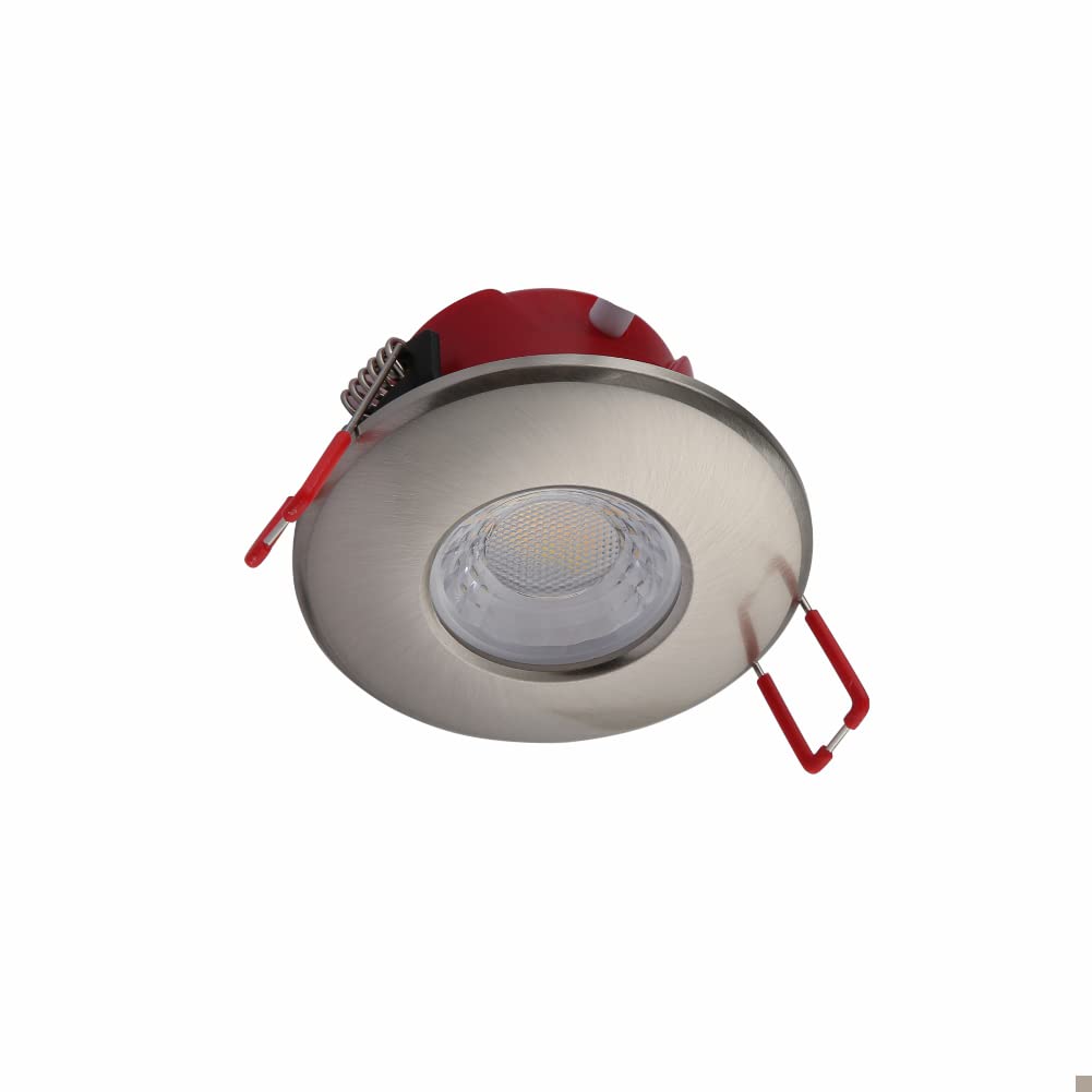 Tekled Brushed Steel 5.5W Led Downlight Fire Rated Ip65 Kitchen Shower 550Lm Dimmable 68Mm Cutout Cool White 4000K