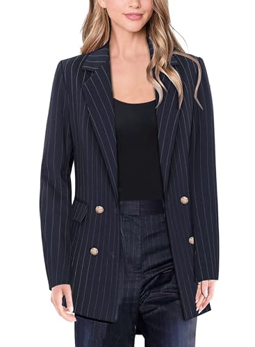 VFSHOW Womens Work Business Blazers Open Front Notch Lapel Double Breasted Office Back Slit Pockets Jackets Blazer