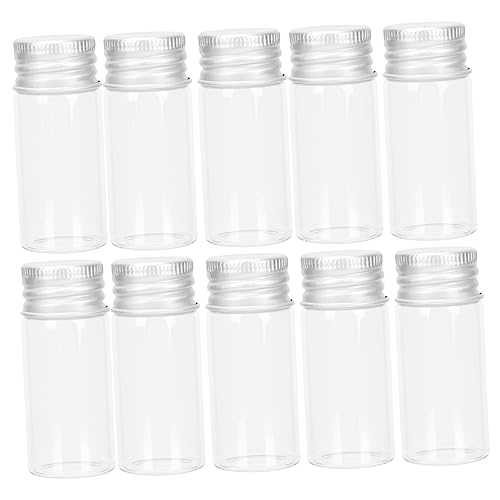 HONITANO Lot De 10 Flacons D'encre En Verre De 10 Ml Bouchon Aluminium, Mini-flacons D'huiles Essentielles Étanches Pour Échantillons Cosmétiques, Contenants Compacts Pour Voyage Et Usage Ménager
