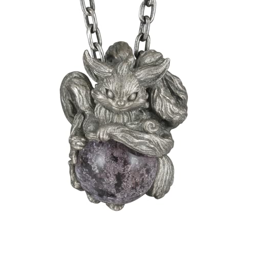 Pendentif renard de la forêt en quartz fantôme pour stimuler l'intuition