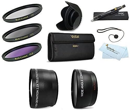 Deluxe All In Lens Kit For CANON VIXIA HF R82, HF R80, HF R800, HF R700, HF R72, HF R70 Camcorder Includes HD .43x Wide Angle Lens + 2.2x Telephoto Lens + 3 Piece Filter Kit (UV, CPL, FLD) + Much More