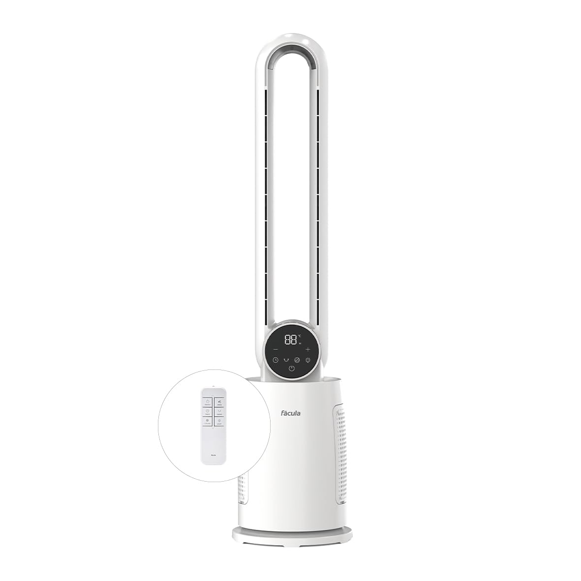 facula - Ventilador sin aspas Blizzar 30w | Luz LED superior | Temporizador | Ionizador | Mando a distancia | Motor DC