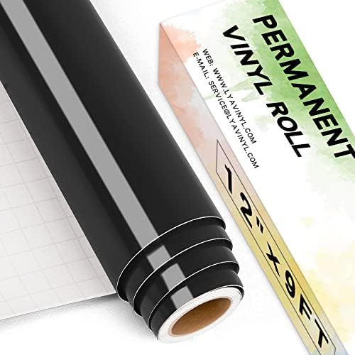 Lya Vinyl Permanent Vinyl for Cricut, Matte Black 12" x 40Ft Self Adhesive Cricut Vinyl Roll for Cricut, Silhouette Cameo, Black Cricut Vinyl Sheet for Craft Cutter