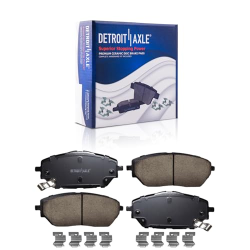 Image of Detroit Axle - Brake Kit for 2019 2020 2021 2022 Toyota C-HR, Drilled and Slotted Disc Brake Rotors Ceramic Brakes Pads with Hardware Replacement : 12.01 inch inch Front and 11.50 inch inch Rear Rotor
