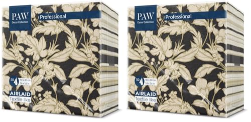 Servilletas Papel Airlaid diseño floral clásico negro PAW 40x40 cm para mesas de gala
