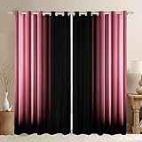 Feelyou Abstract Ombre Window Curtains for Bedroom Living Room Kids Teens Pink and Black Decor Window Drapes Treatments 42W X 84L,2 Panels
