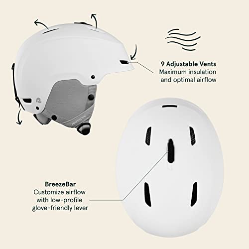Retrospec Zephyr Ski & Snowboard Helmet For Adults - Adjustable With 9 Vents - Abs Shell & Eps Foam - Matte White - Small 52-55.5Cm #TOP1