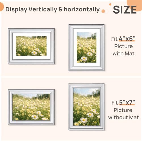 Image of upsimples 5x7 Picture Frame, Vintage Frames Decor, 1Pack Silver | Fit 4x6 and 5 x 7 Photo, Wall or Tabletop Display, Antique-style Decoration, Rustic Farmhouse Decor, For Weddings