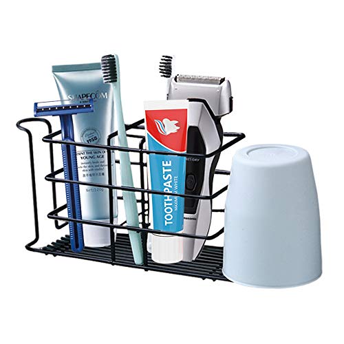 Soporte para cepillo de dientes montado en la pared, soporte para pasta de dientes Iron Art, organizador de accesorios de baño, viene con 2 soportes para cepillo de dientes eléctrico