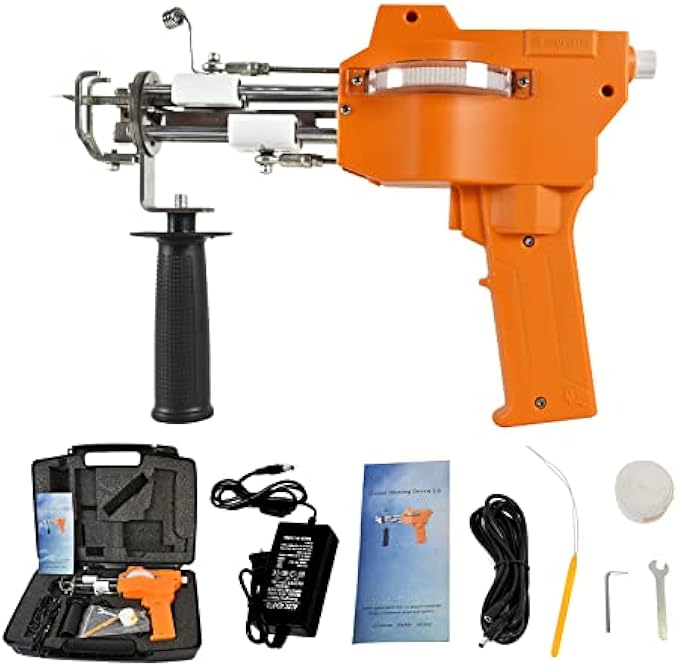 Tufting Gun, Cordless Rechargeable Cut Pile Tufting Gun, Handheld Rug Gun Machine Starter Kit,100V-240V 10-20mm