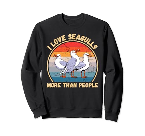 Vintage I Love Seagulls More Than People gabbiani amanti degli uccelli Felpa