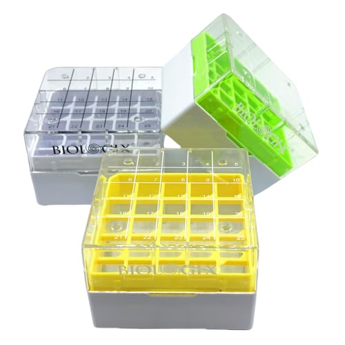 CryoKing 25-Well PC Cryoboxes, 2in Cryo Boxes, Assorted Colors, 5 Pcs