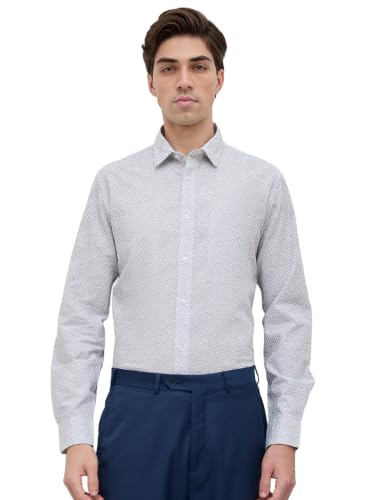 Image of Raymond Men Slim Fit Print Pattern Pure Cotton Regular Collar Full Sleeve Casual Shirt