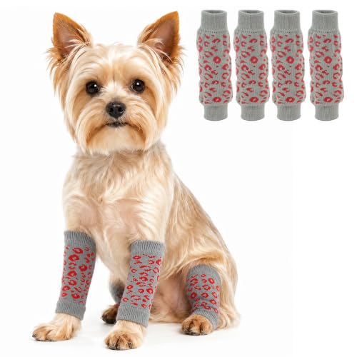 Image of ROZKITCH 4PCS Dog Elbow Protector for Front and Back Legs | Soft Knitting, Stretchy Fit Sleeves, Helps Reduce Licking, Dog & Cat Friendly, Easy to Wear, Daily Leg Coverage