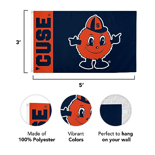 Desert Cactus Syracuse University SU Flag - 3 x 5 Feet Orange Banner, Indoor/Outdoor Durable Fabric, 100% Polyester Design (Style U) by Desert Cactus - Used condition - Image 3