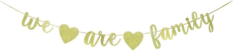 JENSENLIN Gold Glitter Family Party Banner for New House Moving, Family Reunion, Home Decoration.