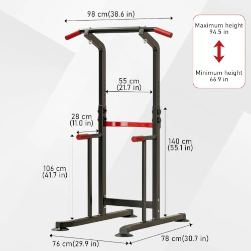 Image of Power Tower Pull Up & Dip Station Multi-Function Home Strength Training Fitness Workout Station Height Adjustable
