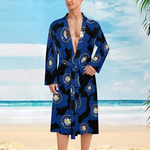 Bata de baño ligera para hombre camisón manga larga suave 3