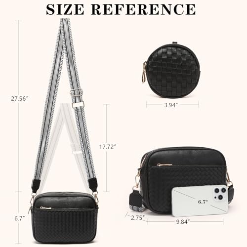 Image of Crossbody Bags for Women Vegan Leather Small Purses with Detachable Coin Pouch Adjustable Guitar Wide Strap
