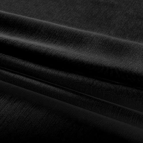 Black Sheer Curtains 45 Inches Long For Kitchen Bedroom Basement Window 2 Panels Grommet Faux Linen Semi Translucent Short Curtains For Small Windows Bathroom 45 Inch Length Halloween Gothic Decor #TOP5