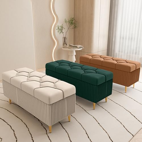 Banc ottoman de rangement pour chambre et salon : grand coffre capitonné élégant