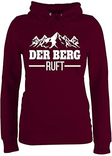Pullover Damen Hoodie Frauen - Skiurlaub Apres Ski - Der Berg ruft - M - Burgundrot - geschenkideen für wanderer party outfit skifahrer ruf fun-kapuzenpullover damen,der kapuzenpullover skioutfit