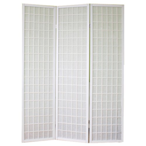PEGANE Biombo japonés de Madera Shoji Color Blanco de 3 Paneles