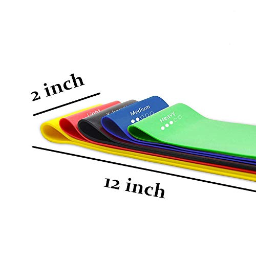 FABSELLER Resistance Loop Bands, 5 Pack Exercise Bands Workout Elastic Loop Band with Storage Bag Perfect for Yoga Pilates Gym Fitness