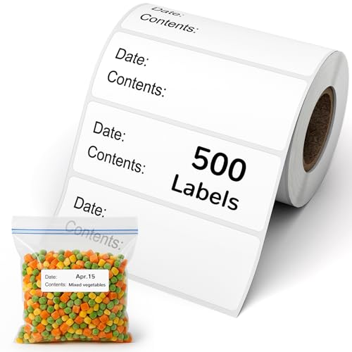 Comparison: Best Labels For Freezer Containers 11 Removable Freezer Food Labels Stickers – 1" x 3", 500 pcs Washable Date Labels to Write On for Food Containers, Fit for Ziploc Freezer Bag, Fridge Storage | Waterproof, -40° to 150°F, No Residue