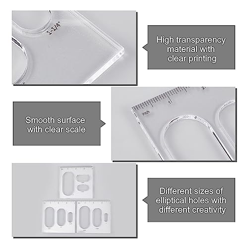 PH PandaHall 9 in 3 Oval Inlay Templates, Acrylic Router Stencils Template Drawing Scale Ruler Router Jig Templates Measuring Tool for Beginner Professional Home Use Woodworking, 101.5mm/4 inch - Image 4