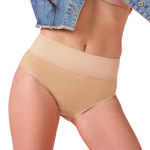 Image of Enamor Cotton Classic, All Day Comfort, High Waist Brief - Breathable, Antimicrobial with Stain Release, Outer Brushed Wide Elastic, Full Coverage - CW01