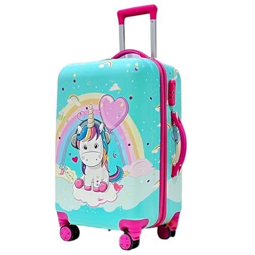 Image of JUNIOR JOE Polycarbonate Kids Carry On Luggage Hardside Rolling Suitcase 24 Inches Spinner Travel Trolley Bag (Design-6), Large, Multicolour