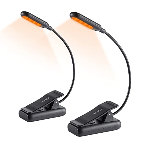 VAVOFO Amber Rechargeable Book Lights, Blue Light Blocking Reading Lights, 7 LEDs Eye Care 9 Colors...