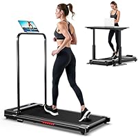 Folding Treadmill Walking Pad Foldable - Treadmills with Handle for Home Office Under Desk Running Machine Portable Compact Flat Mini Small Fold Away Motorised Slim Walking Pad Use Indoor
