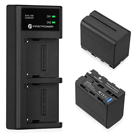 FirstPower 2 Pack NP-F970 Batteries and USB Dual Charger for Sony NP-F970 F960 F950 F930 F750 F570 F550 F530 F330 Battery and Sony Handycams, CCD-SC55 TR516 TR716 TR818 TR910 TR917 Cover