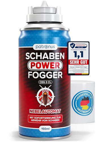 Patronus Schaben Power Fogger - 1x 150ml - effektiver Vernebler mit maximaler Sofortwirkung zur Abwehr von Schaben & Kakerlaken, ideal für kleine Schaben-Verstecke Patronus Schaben Power Fogger - 1x 150ml - effektiver Vernebler mit maximaler Sofortwirkung zur Abwehr von Schaben & Kakerlaken, ideal für kleine Schaben-Verstecke