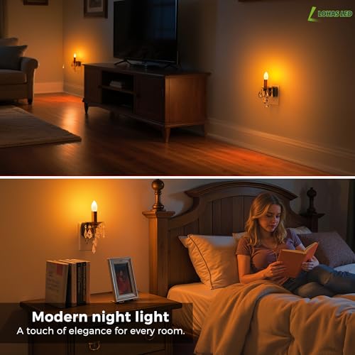 Image of L LOHAS LED Candle Night Light, Night Lights Plug into Wall, LED Candle Night Light with Light Sensor, 0-100LM Dimmable Nightlight, for Dinning Room, Living Room, Bathroom, Hallway