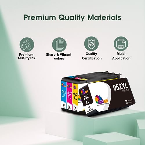 Clorisun 952Xl For Hp 952Xl Ink Cartridges Combo Pack 952Xl Ink Cartridges Compatible For Hp Officejet Pro 8710 7740 8720 8715 8210 8740 8702 7720 8725 8700 Printer (Black Cyan Magenta Yellow, 4-Pack) #TOP7