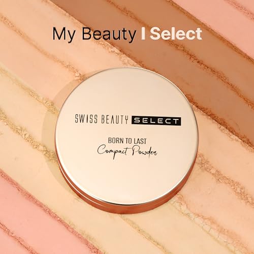 Image of Swiss Beauty Select Born To Last Compact Powder | 3-in-1 Skin Perfection | Oil Control | Blurs Pores | Matte Finish | Fresh Makeup for hours | With Squalane & Vitamin E | 6.5g, Shade- 2. Sunlit Sand