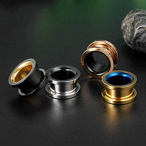 COOEAR Ear Gauges Screw Surgical Steel Plugs, Flesh Stretchers Earrings, Size 2g to 30mm Colorful Tunnels.4