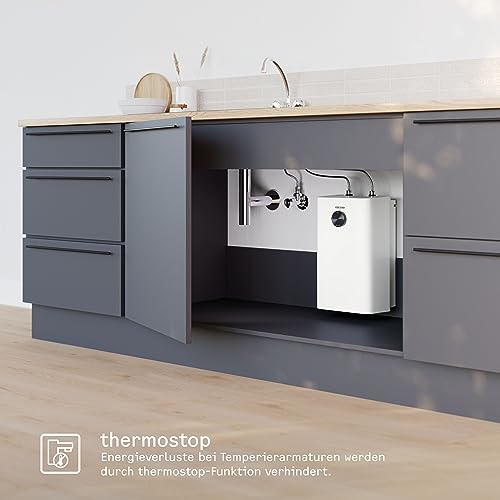 Neueste Generation STIEBEL ELTRON Boiler UFP 5 Trend mit thermostop-Funktion, sehr kompakt, Untertischboiler 5 Liter Niederdruck, mit Stecker 230V, 2 kW, Made in Germany, 204966