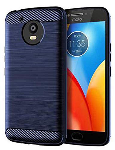 Dretal Moto E4 Plus Case, Carbon Fiber Shock Resistant Brushed Texture Soft TPU Phone case Anti-Fingerprint Flexible Full-Body Protective Cover for Motorola Moto E4 Plus USA Version (Navy)